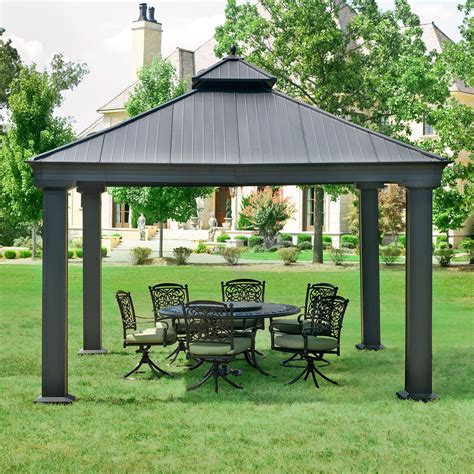In a sleek design, this gazebo offers spaciousness for relaxing in an outdoor space. . Gazebos at sams